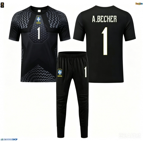 Maglie da calcio Brasile Alisson Becker #1 Portiere Prima Maglia Bambino Mondiali 2026  Manica Corta + Pantaloni corti)